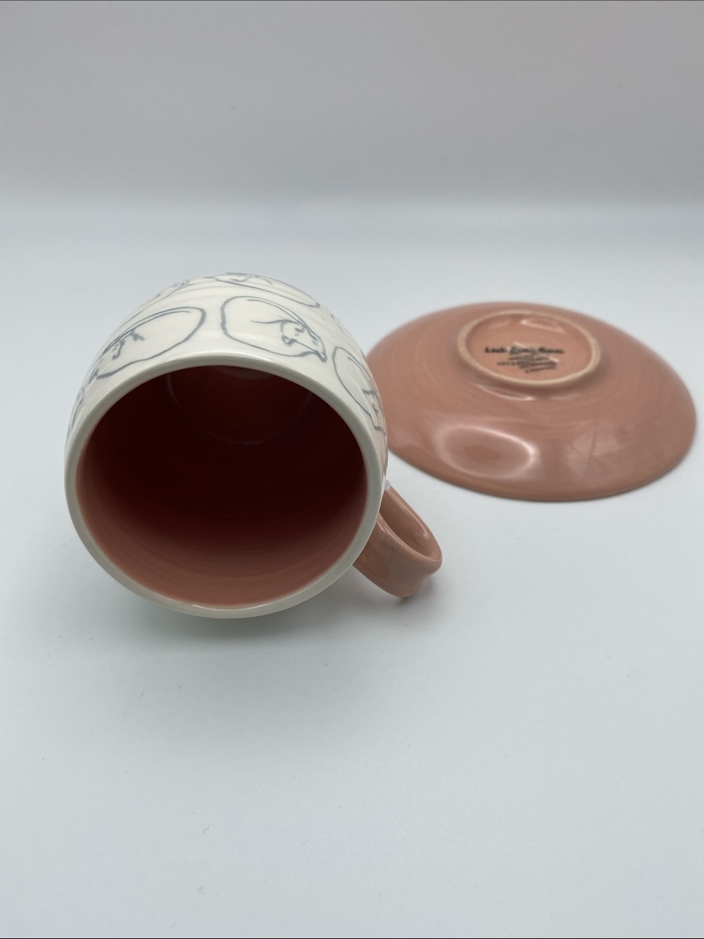 Cute Anthropologie cat cats cup and soucer for coffee espresso white pink new - Picture 6 of 13